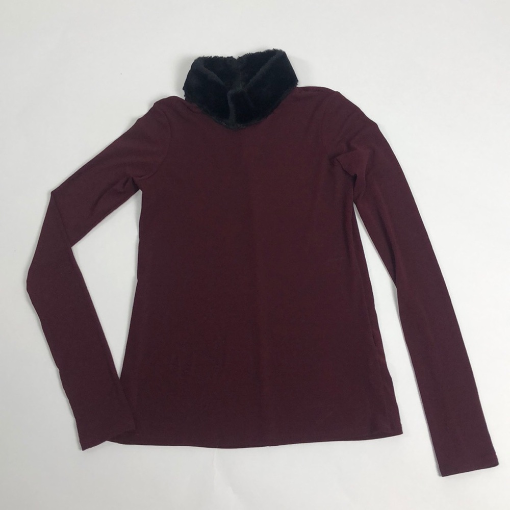 Zara Wine /Burgundy Turtleneck w/Faux Fur Collar